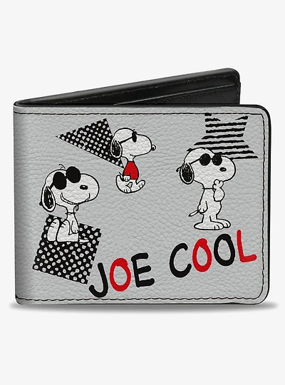 Peanuts Joe Cool Snoopy Poses and Text Bifold Wallet