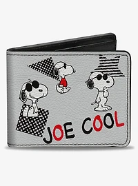 Peanuts Joe Cool Snoopy Poses and Text Bifold Wallet