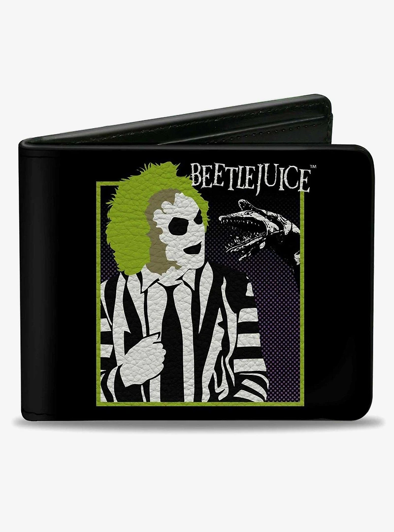 Beetlejuice and Sandworm With Title Black Bifold Wallet