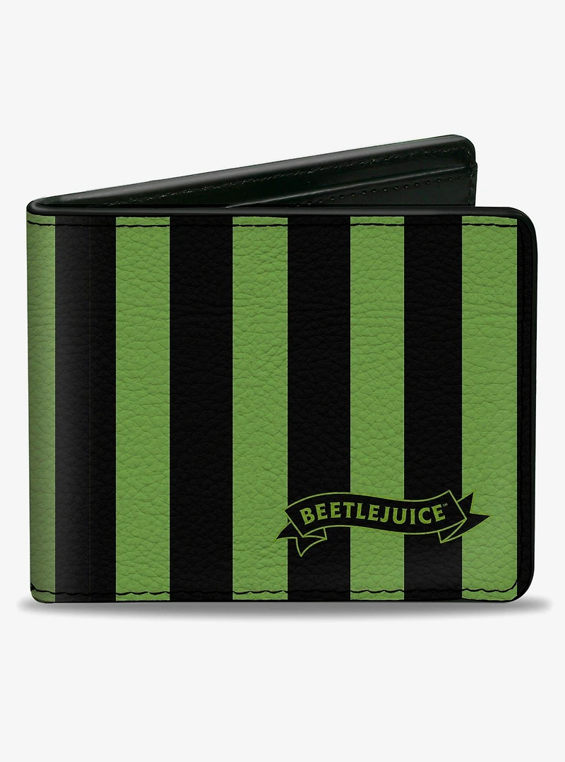 Beetlejuice Chibi Characters and Spider Webs Bifold Wallet
