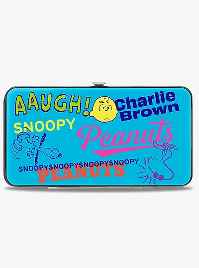 Peanuts Charlie Brown Snoopy and Woodstock Typography Hinged Wallet