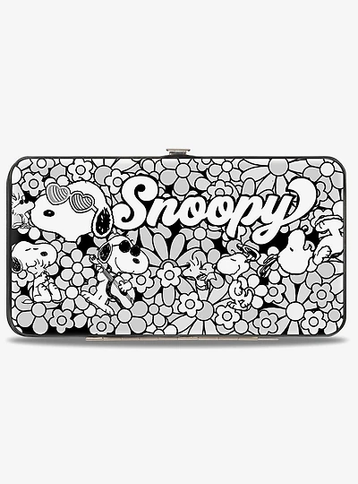 Peanuts Snoopy Poses and Daisy Flowers Hinged Wallet