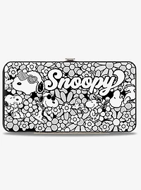 Peanuts Snoopy Poses and Daisy Flowers Hinged Wallet