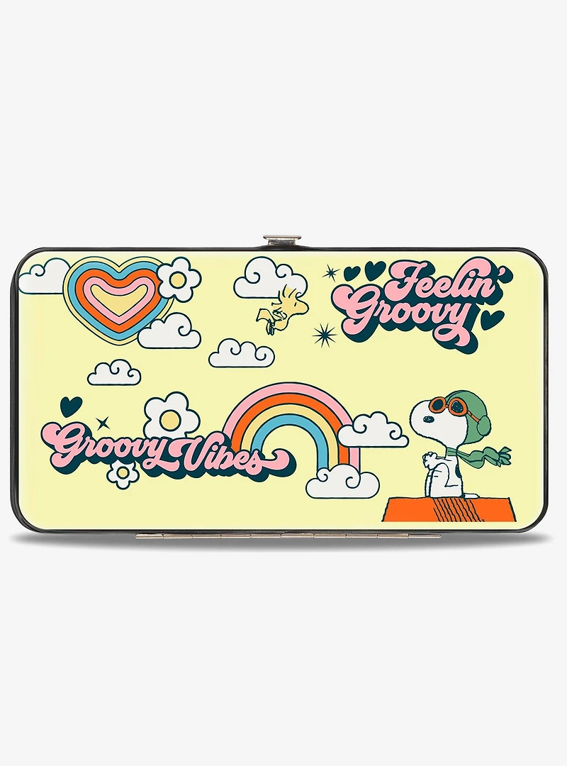 Peanuts Snoopy Flying Ace and Woodstock Groovy Quotes Hinged Wallet