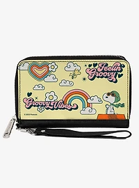 Peanuts Snoopy Flying Ace and Woodstock Groovy Quotes Zip Around Wallet