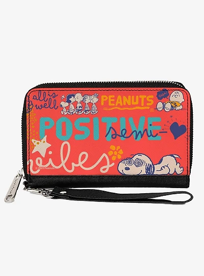 Peanuts Gang Semi Positive Vibes Poses Zip Around Wallet