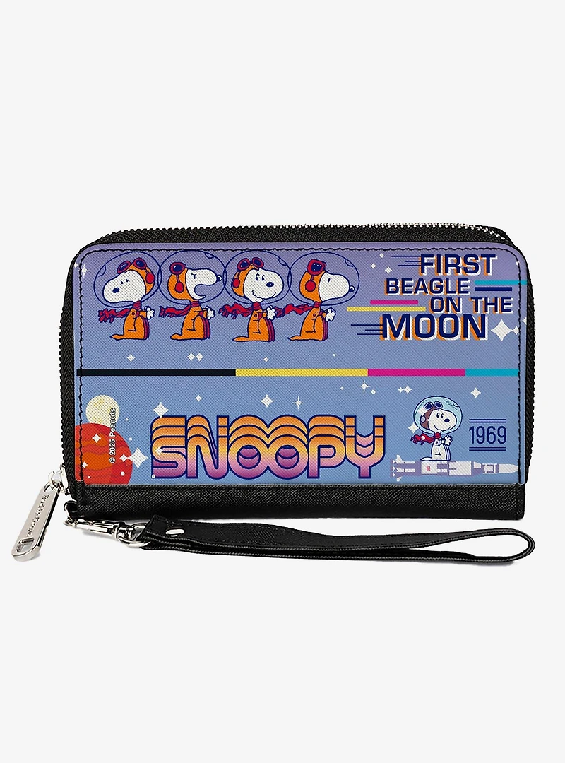 Peanuts Snoopy First Beagle On The Moon Poses Multi Zip Around Wallet