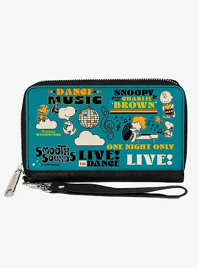 Peanuts Gang Dance Music Poses and Quotes Multi Zip Around Wallet
