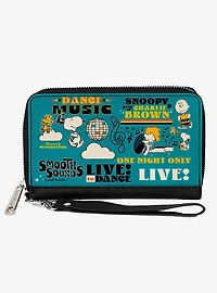 Peanuts Gang Dance Music Poses and Quotes Multi Zip Around Wallet