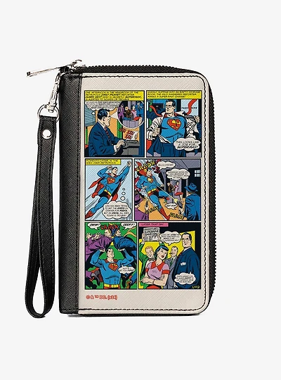 DC Comics Superman Clark Kent Retro Comic Scene Zip Around Wallet
