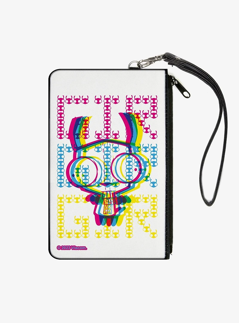 Invader Zim GIR and Face Typography Multi Zip Clutch Wallet
