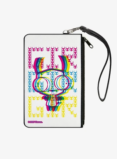 Invader Zim GIR and Face Typography Multi Zip Clutch Wallet