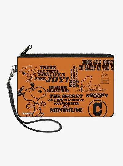 Peanuts Snoopy Poses and Quotes Zip Clutch Wallet