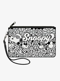Peanuts Snoopy Poses and Daisy Flowers Zip Clutch Wallet