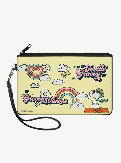 Peanuts Snoopy Flying Ace and Woodstock Groovy Quotes Zip Clutch Wallet