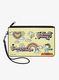 Peanuts Snoopy Flying Ace and Woodstock Groovy Quotes Zip Clutch Wallet
