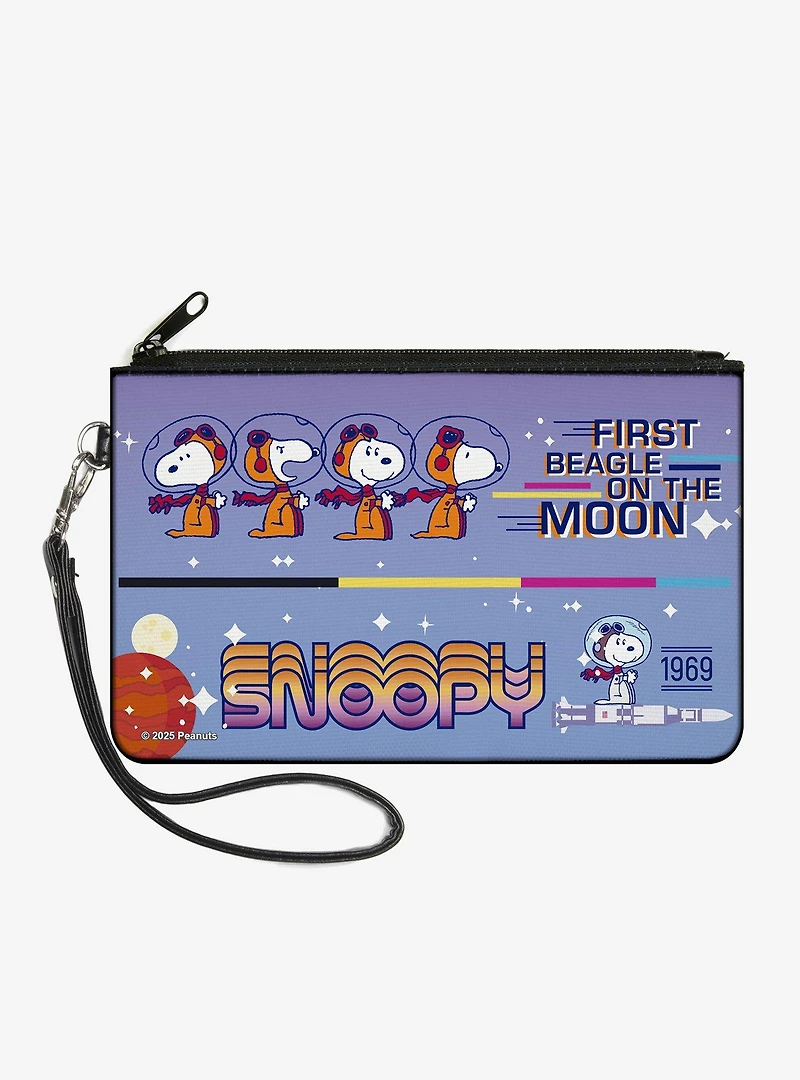 Peanuts Snoopy First Beagle On The Moon Poses Multi Zip Clutch Wallet