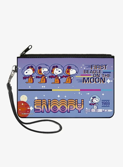 Peanuts Snoopy First Beagle On The Moon Poses Multi Zip Clutch Wallet