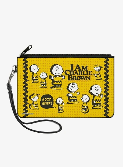 Peanuts I Am Charlie Brown Poses and Zig Zag Stripe Zip Clutch Wallet