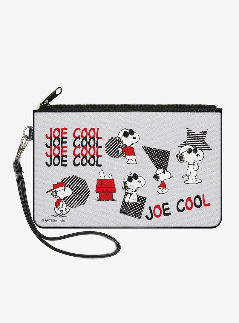 Peanuts Joe Cool Snoopy Poses and Text Zip Clutch Wallet