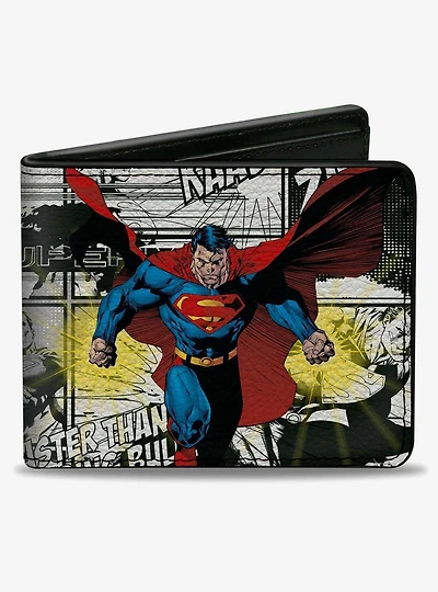 DC Comics Superman B-Movie Comic Book Panels Poses Bifold Wallet