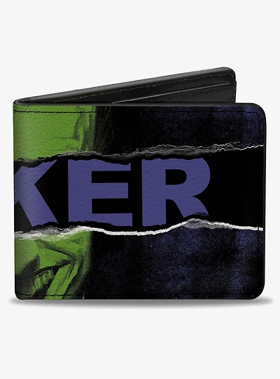 DC Comics The Joker Smiling and Text Over Eyes Bifold Wallet