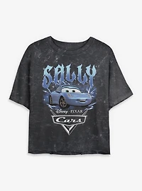 Disney Pixar Cars Sally Carrera Womens Mineral Wash Crop T-Shirt