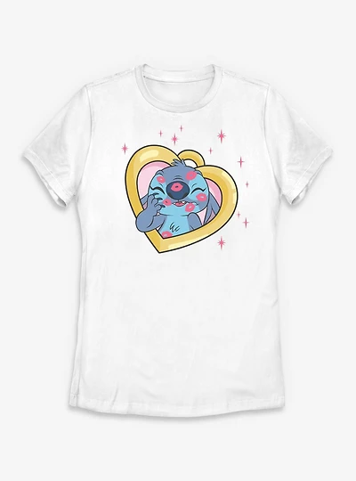 Disney Lilo & Stitch Kisses Heart Locket Womens T-Shirt
