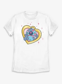 Disney Lilo & Stitch Kisses Heart Locket Womens T-Shirt