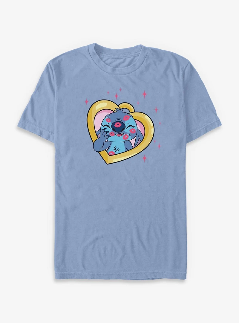Disney Lilo & Stitch Kisses Heart Locket Garment Dye T-Shirt