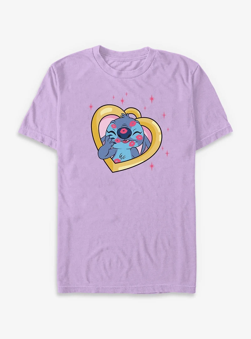 Disney Lilo & Stitch Kisses Heart Locket Garment Dye T-Shirt