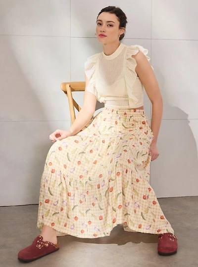 Studio Ghibli® My Neighbor Totoro Veggies Gingham Maxi Skirt — BoxLunch Exclusive