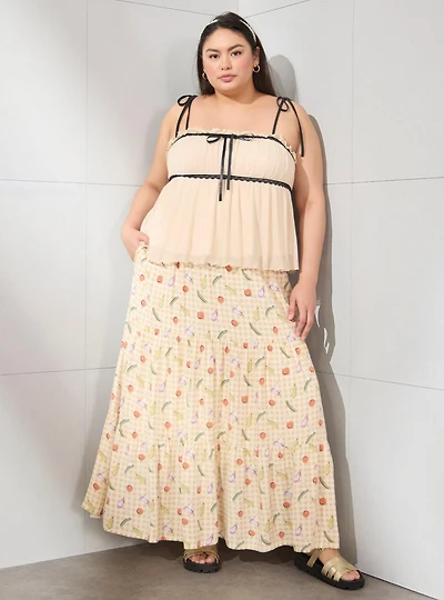 Studio Ghibli® My Neighbor Totoro Veggies Gingham Plus Maxi Skirt — BoxLunch Exclusive