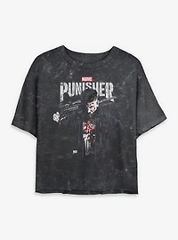 Marvel Punisher Downfall Womens Mineral Wash Crop T-Shirt