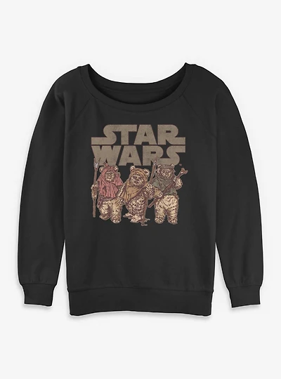 Star Wars Ewok Group Womens Slouchy Sweatshirt