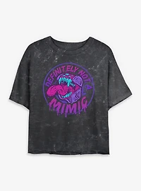 Dungeons & Dragons Definitely Not A Mimic Badge Womens Mineral Wash Crop T-Shirt