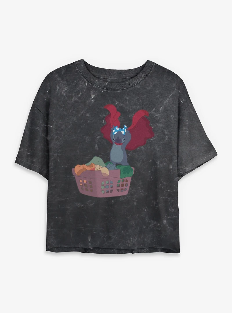 Disney Lilo & Stitch Laundry Monster Womens Mineral Wash Crop T-Shirt