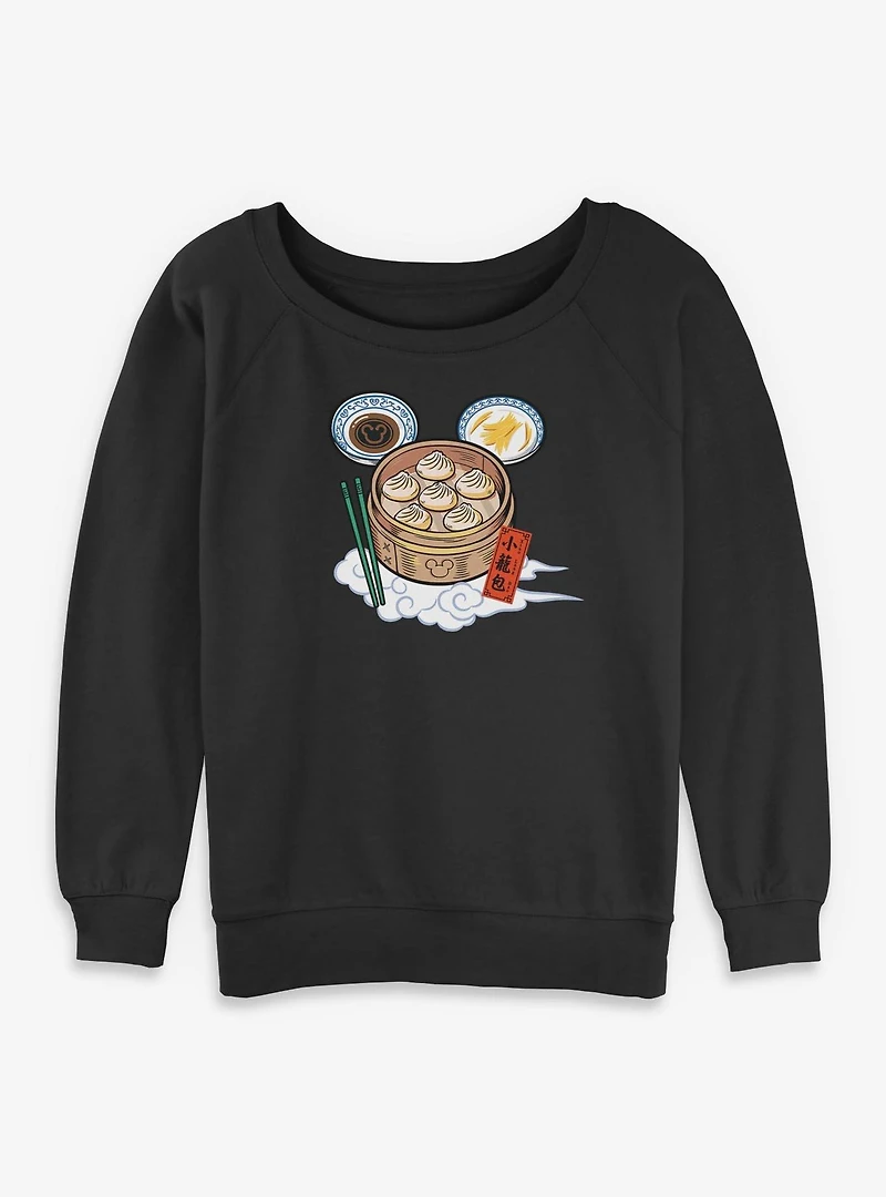Disney Mickey Mouse Xialongbao Dumplings Womens Slouchy Sweatshirt