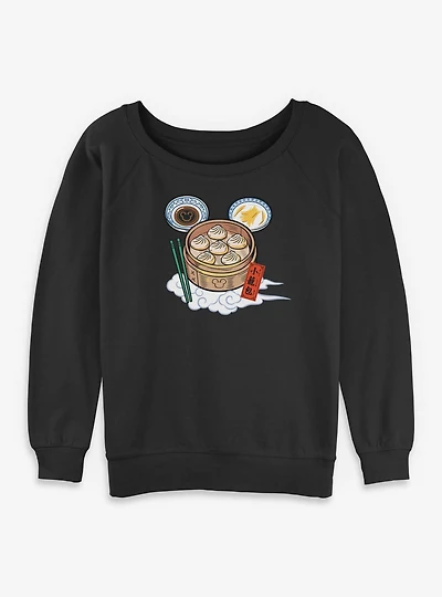 Disney Mickey Mouse Xialongbao Dumplings Womens Slouchy Sweatshirt