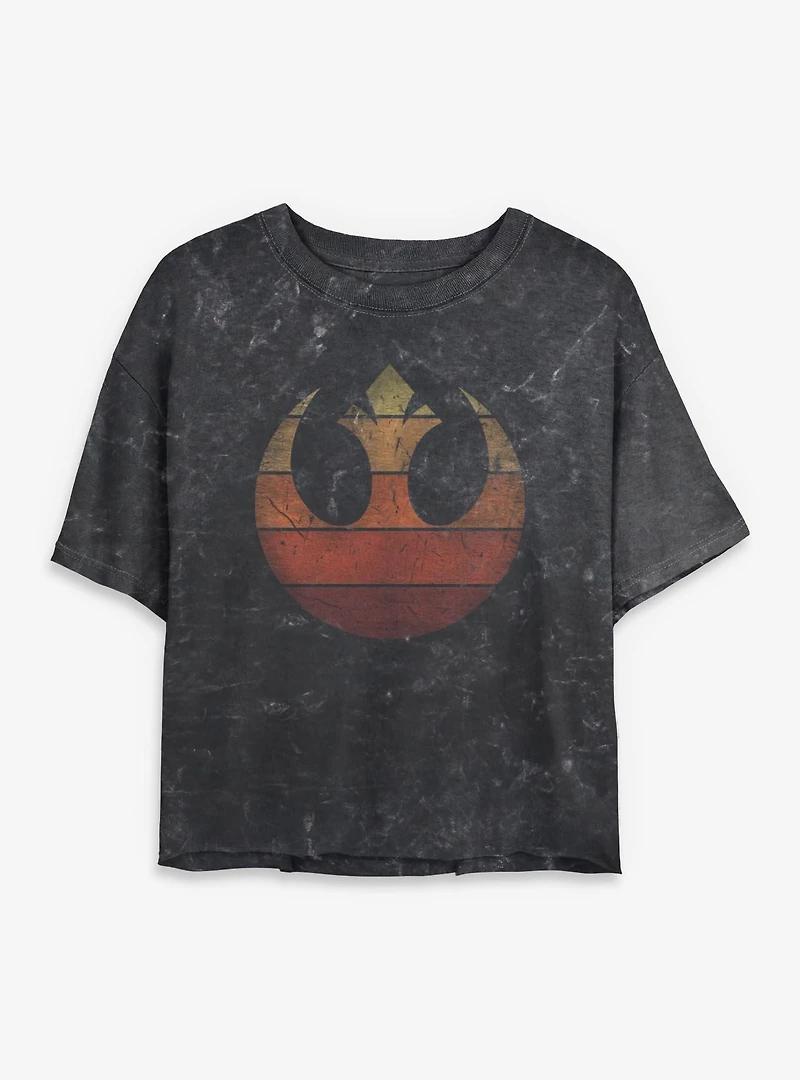 Star Wars Rebel Retro Gradient Womens Mineral Wash Crop T-Shirt