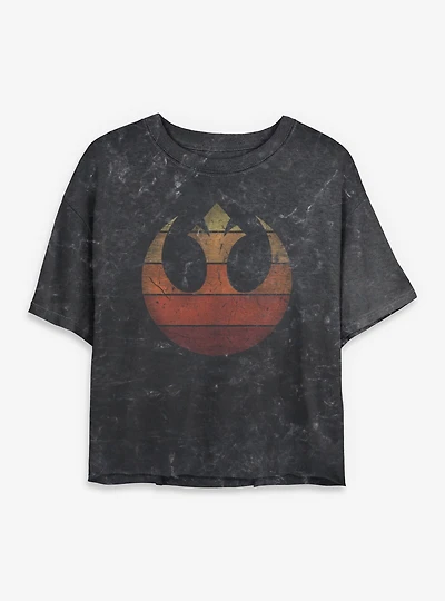 Star Wars Rebel Retro Gradient Womens Mineral Wash Crop T-Shirt