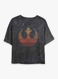 Star Wars Rebel Retro Gradient Womens Mineral Wash Crop T-Shirt