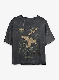 How To Train Your Dragon Toothless Warning Womens Mineral Wash Crop T-Shirt