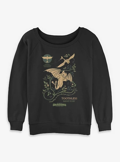 How To Train Your Dragon Toothless Warning Womens Slouchy Sweatshirt