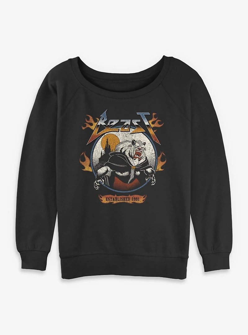Disney Beauty and the Beast Flame Womens Slouchy Sweatshirt
