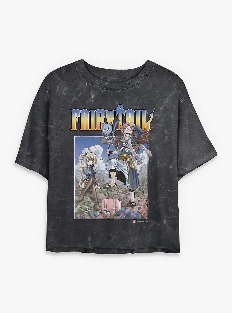 Fairy Tail On A Mission Womens Mineral Wash Crop T-Shirt
