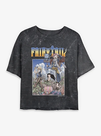 Fairy Tail On A Mission Womens Mineral Wash Crop T-Shirt