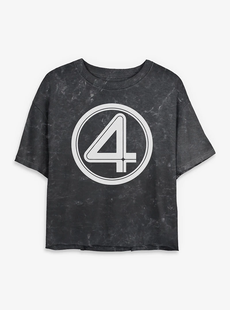 Marvel Fantastic Four Logo Womens Mineral Wash Crop T-Shirt