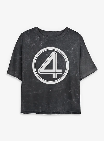 Marvel Fantastic Four Logo Womens Mineral Wash Crop T-Shirt