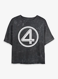 Marvel Fantastic Four Logo Womens Mineral Wash Crop T-Shirt